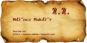 Müncz Makár névjegykártya